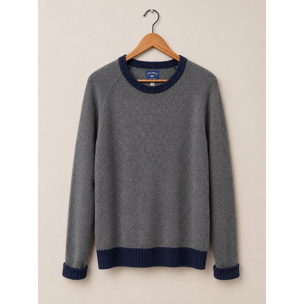 Bills Khakis Mens XL Wool Sweater Gray Blue Crewneck Made in USA Classic Preppy - Picture 2 of 4